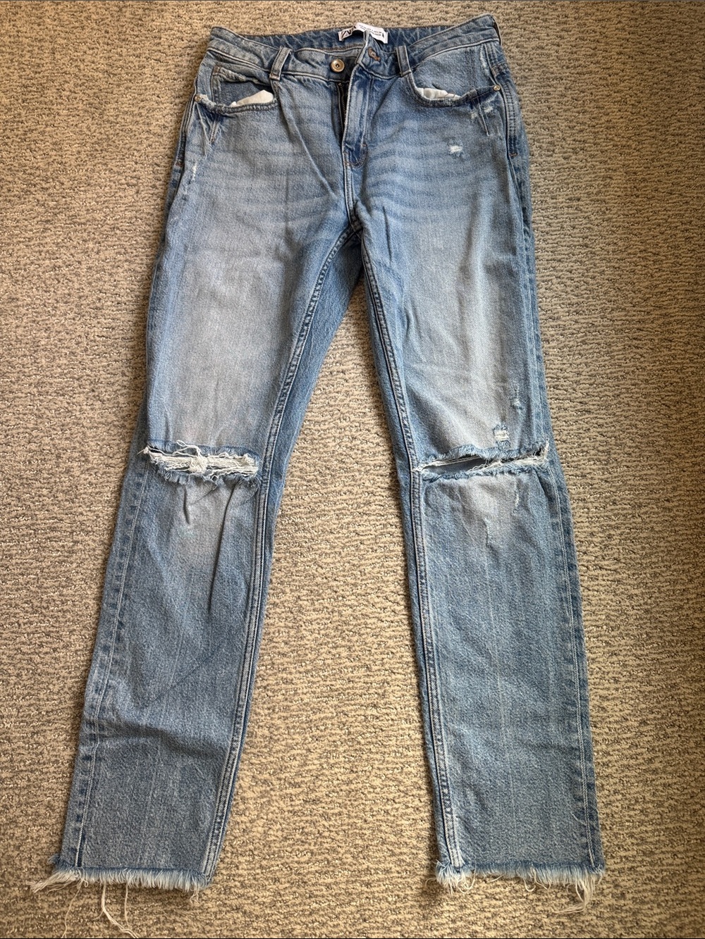 Zara Light Blue Distressed Women's Jeans